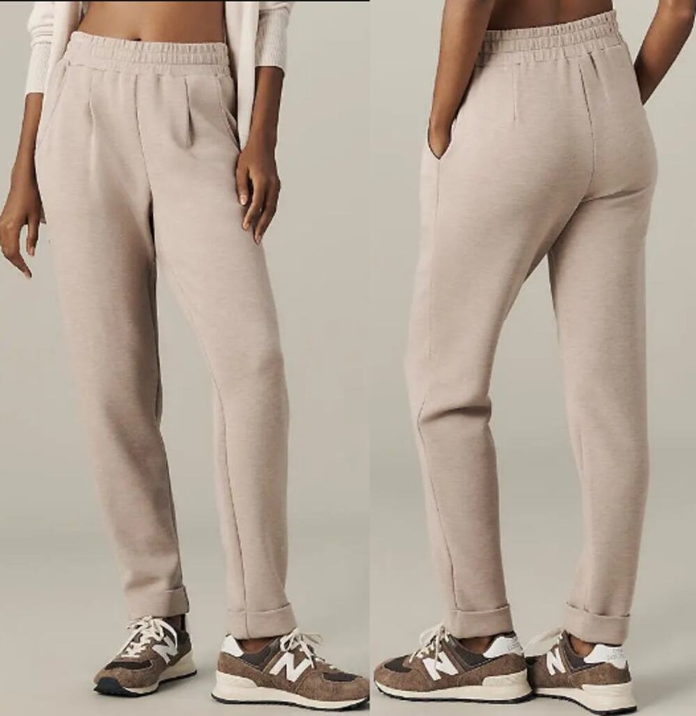 Varley The Rolled Cuff Slim Fit Tapered Pants Taupe Marl Womens Size Small